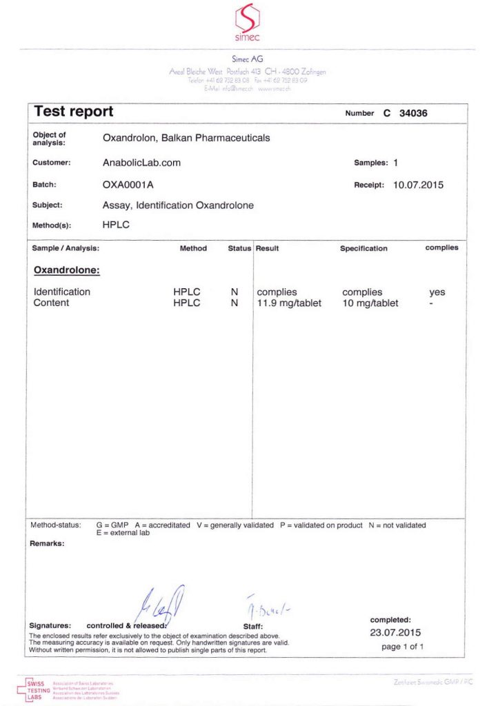 Testex / test C sis laboratory test